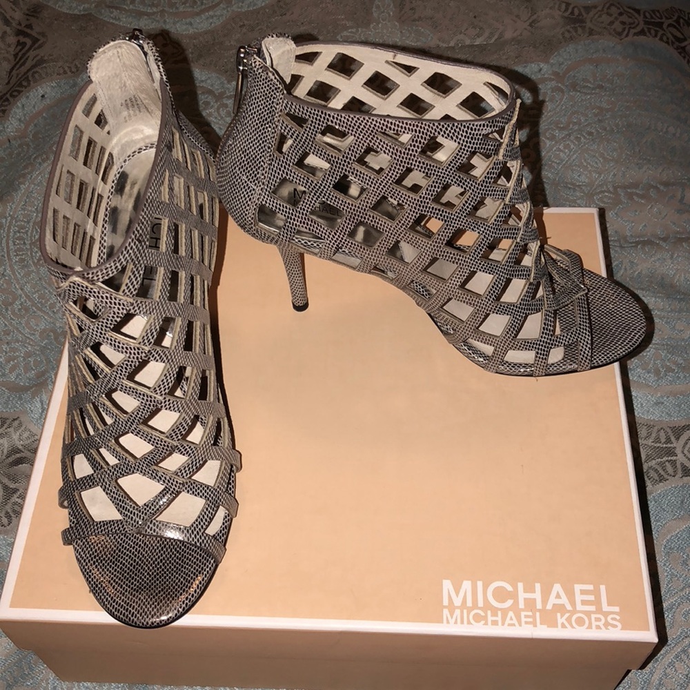 Michael Kors Open Toe Metallic Slate Heel
